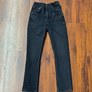 AGOLDE Riley Crop High Rise Straight Black Jeans Size 23